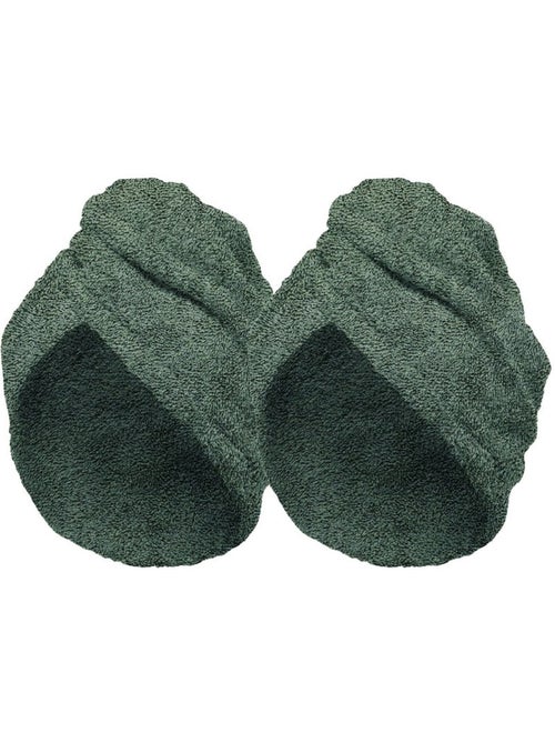 Lot de 2 Serviette Sèche Cheveux Vert/Gris - Kiabi