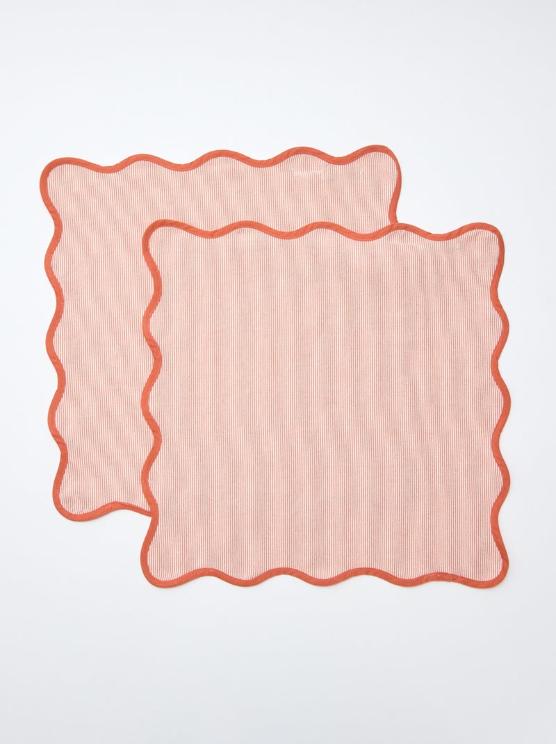 Lot de 2 serviettes à rayures (40x40cm) Orange - Kiabi