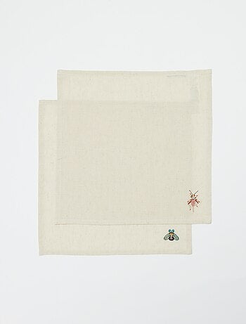 Lot de 2 serviettes brodées (40x40 cm) - Kiabi Home