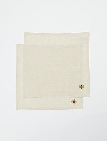Lot de 2 serviettes brodées (40x40 cm) - Kiabi Home