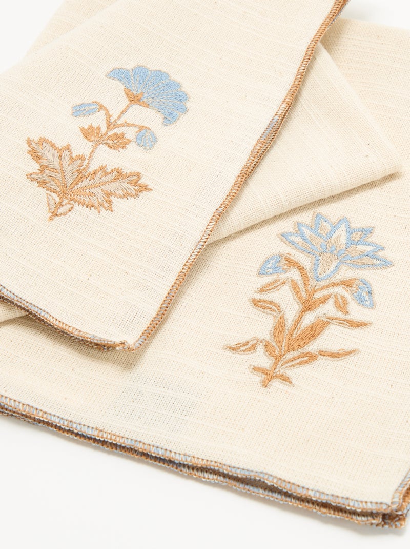 Lot de 2 serviettes de table brodées Beige - Kiabi
