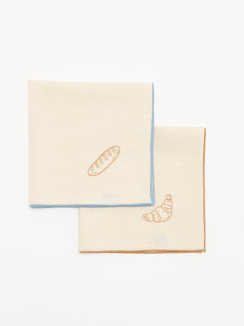 Lot de 2 serviettes de table brodées - Kiabi Lot de 2 serviettes de table brodées - Kiabi