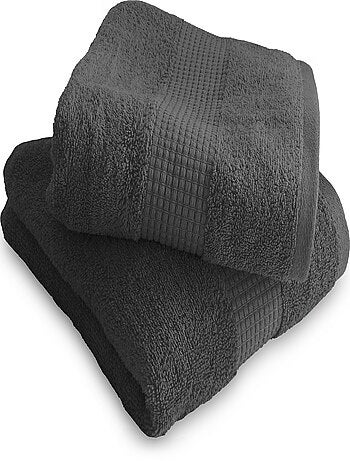 Lot de 2 Serviettes de Toilette 50 x 90 cm - 100% Coton - 450 gr/m2