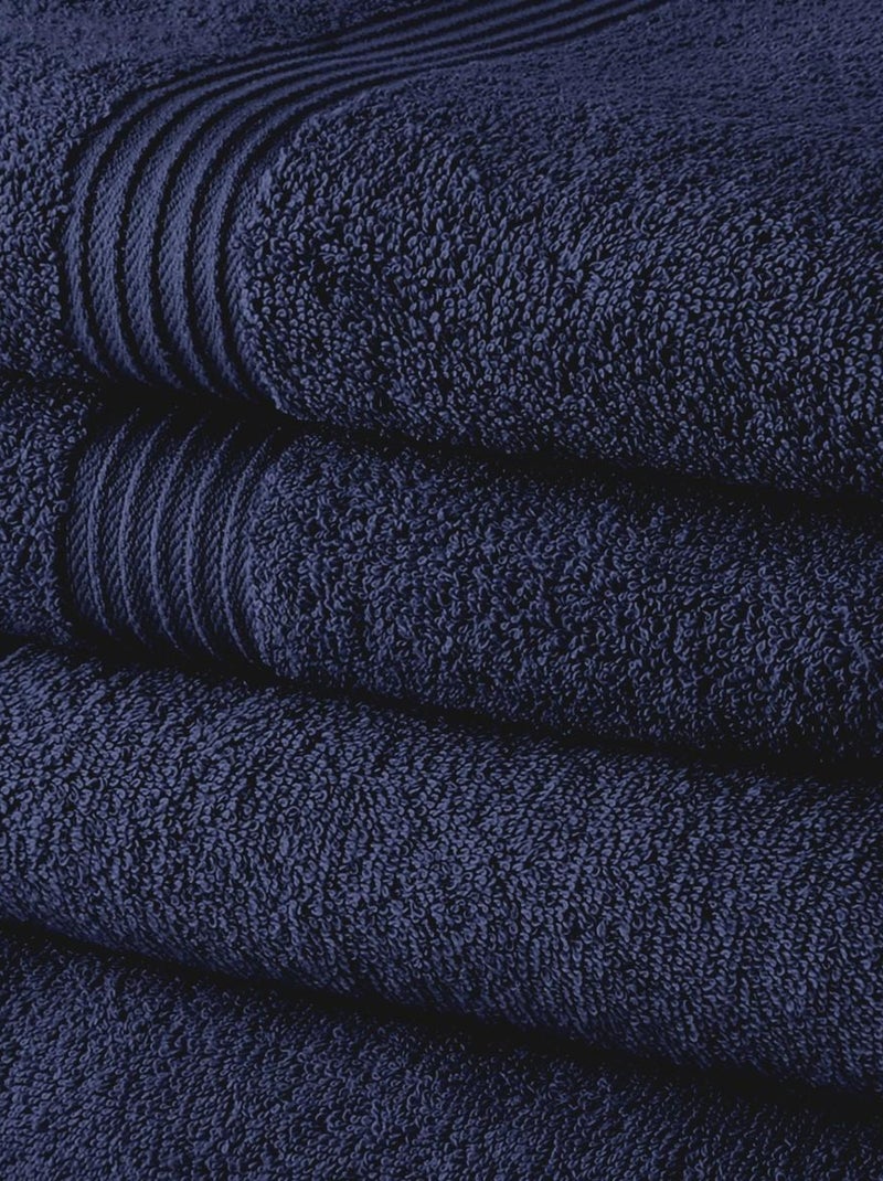 Lot de 2 serviettes de toilette coton uni ESSENTIAL Bleu marine - Kiabi