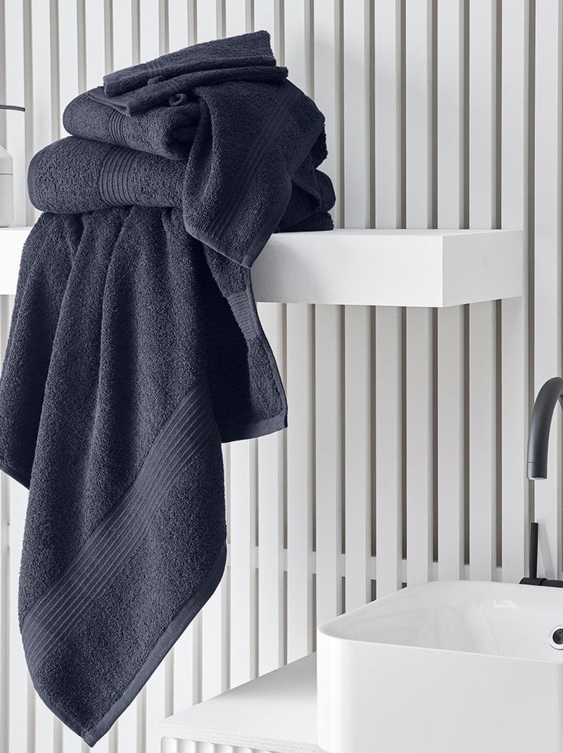 Lot de 2 serviettes de toilette coton uni ESSENTIAL Bleu marine - Kiabi