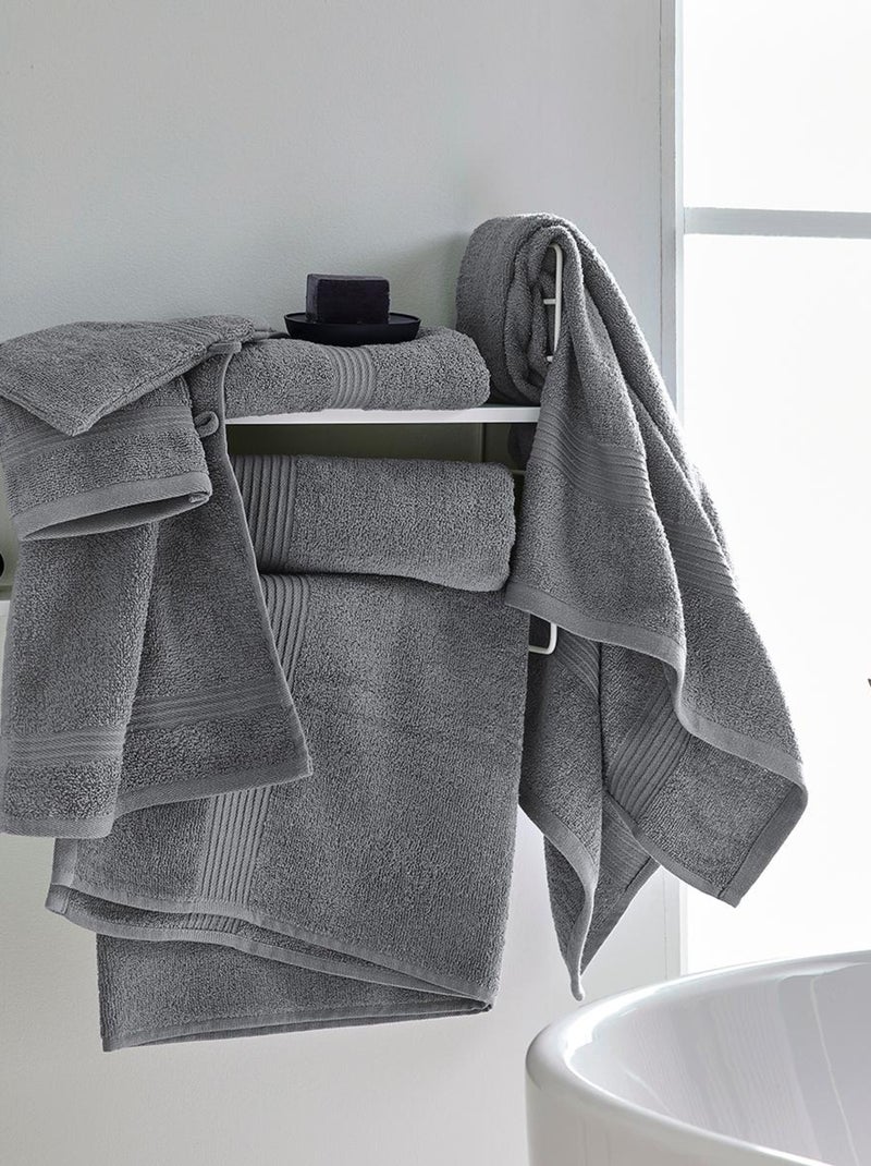 Lot de 2 serviettes de toilette coton uni ESSENTIAL Gris clair - Kiabi