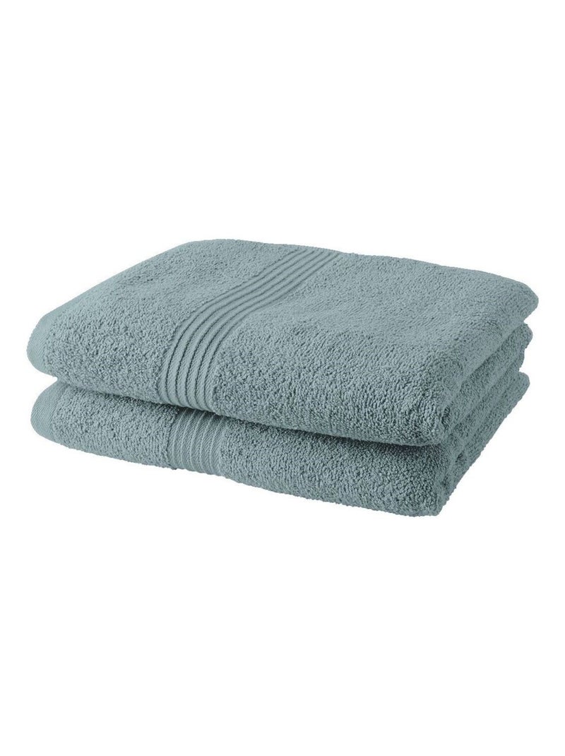 Lot de 2 serviettes de toilette coton uni ESSENTIAL Vert - Kiabi