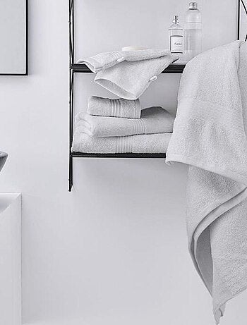 Lot de 2 serviettes de toilettes et 2 draps de bain coton uni ESSENTIAL