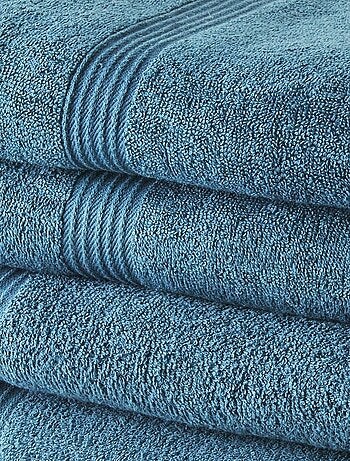 Lot de 2 serviettes de toilettes et 2 draps de bain coton uni ESSENTIAL