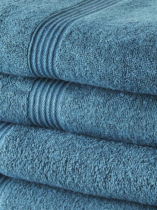 Lot de 2 serviettes de toilettes et 2 draps de bain coton uni ESSENTIAL - Kiabi Lot de 2 serviettes de toilettes et 2 draps de bain coton uni ESSENTIAL - Kiabi