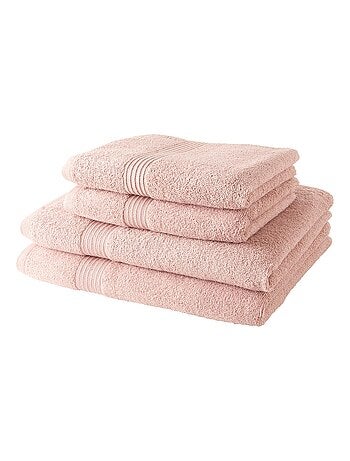 Lot de 2 serviettes de toilettes et 2 draps de bain coton uni ESSENTIAL