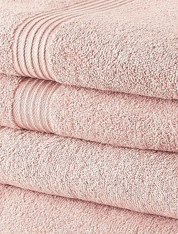 Lot de 2 serviettes de toilettes et 2 draps de bain coton uni ESSENTIAL