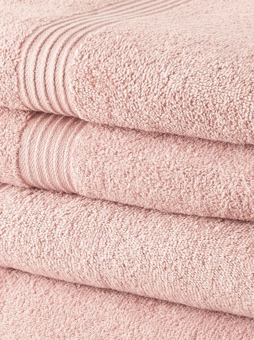 Lot de 2 serviettes de toilettes et 2 draps de bain coton uni ESSENTIAL - Kiabi