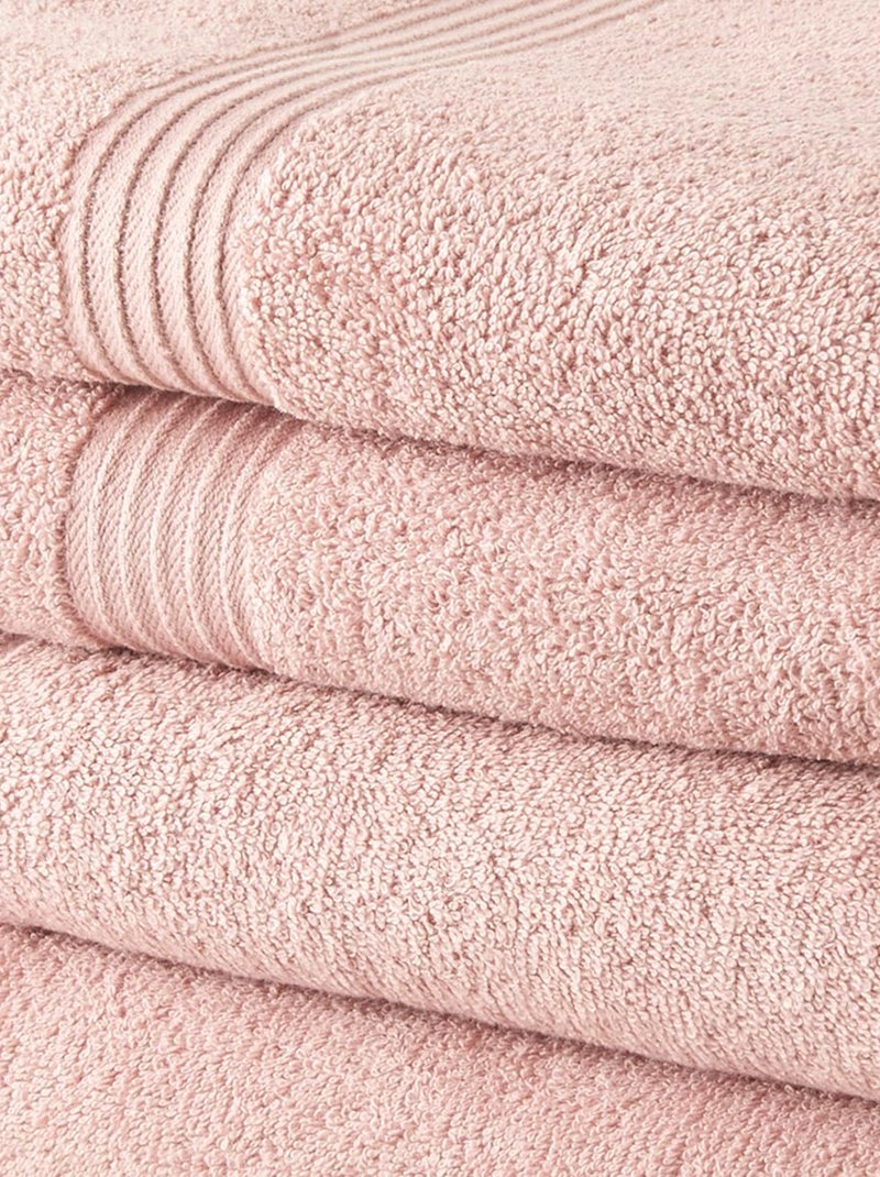 Lot de 2 serviettes de toilettes et 2 draps de bain coton uni ESSENTIAL Rose - Kiabi