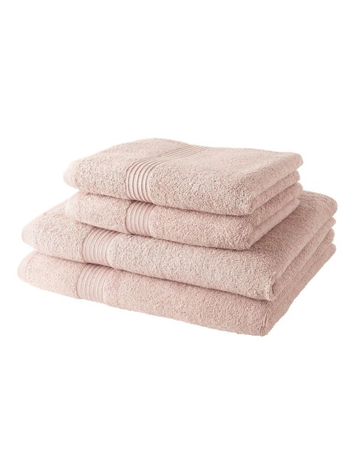 Lot de 2 serviettes de toilettes et 2 draps de bain coton uni ESSENTIAL - Kiabi