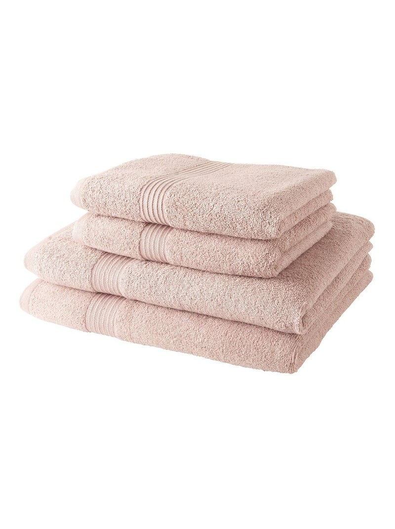 Lot de 2 serviettes de toilettes et 2 draps de bain coton uni ESSENTIAL Rose - Kiabi