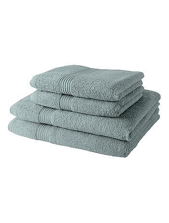 Lot de 2 serviettes de toilettes et 2 draps de bain coton uni ESSENTIAL