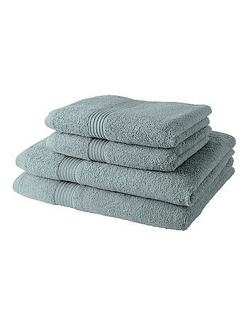 Lot de 2 serviettes de toilettes et 2 draps de bain coton uni ESSENTIAL
