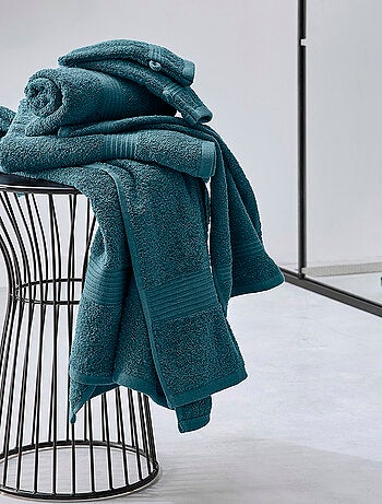 Lot de 2 serviettes de toilettes et 2 draps de bain coton uni ESSENTIAL