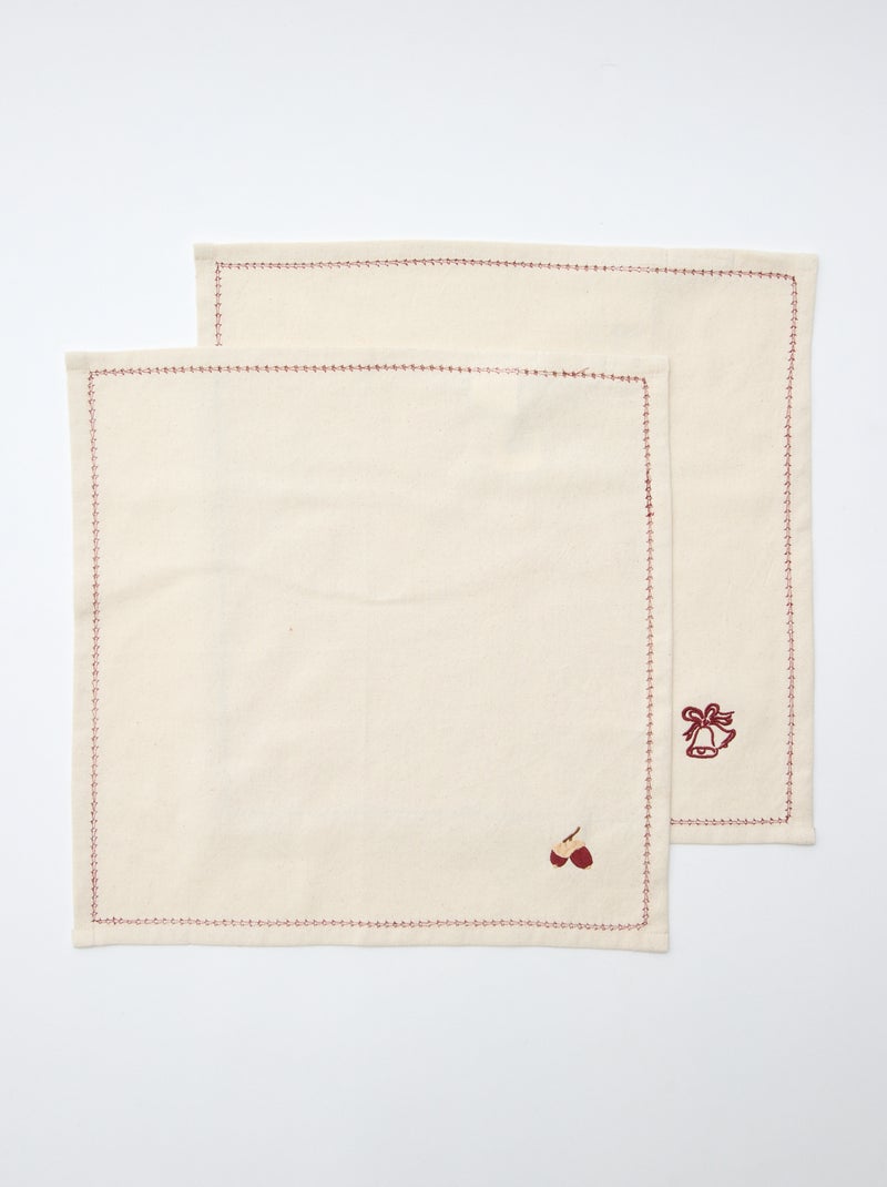 Lot de 2 serviettes en coton Beige - Kiabi