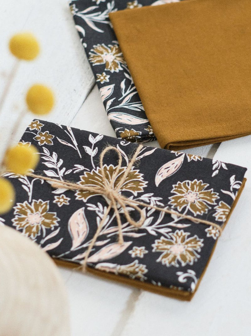 Lot de 2 serviettes en tissu Moutarde - Kiabi