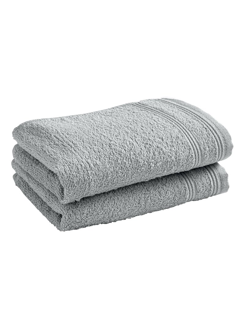 Lot de 2 serviettes invité "Spa" 30 x 50 cm / 400 gr/m² - "Spa" Perle - Lot de 2 Serviettes invité 3 Gris - Kiabi