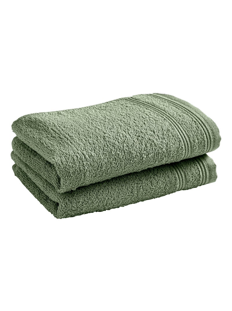Lot de 2 serviettes invité "Spa" 30 x 50 cm / 400 gr/m² - "Spa" Romarin - Lot de 2 Serviettes invité Vert - Kiabi