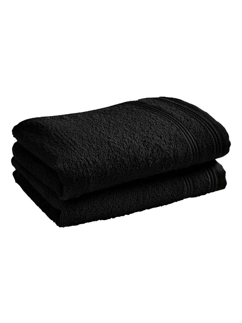 Lot de 2 serviettes invité "Spa" 30 x 50 cm / 400 gr/m² - "Spa" Truffe - Lot de 2 Serviettes invité Noir - Kiabi