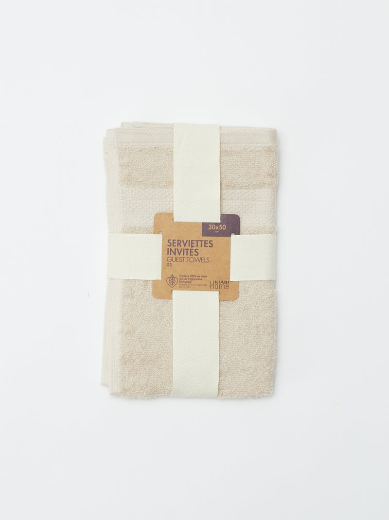 Lot de 2 serviettes invitées (30x50cm) - Kiabi Home Beige - Kiabi