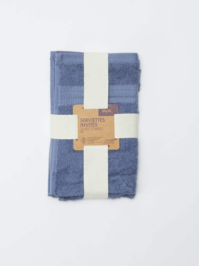 Lot de 2 serviettes invitées (30x50cm) - Kiabi Home Bleu - Kiabi