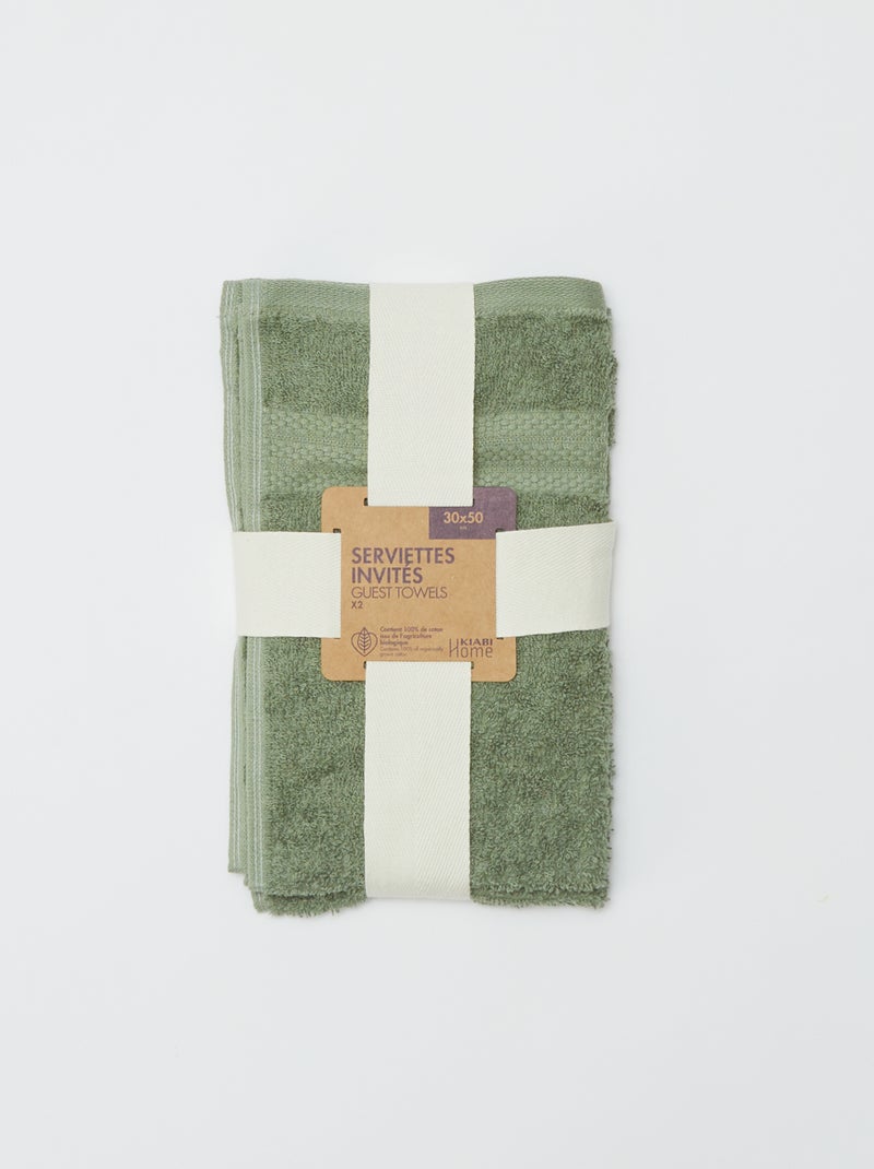 Lot de 2 serviettes invitées (30x50cm) - Kiabi Home Vert - Kiabi