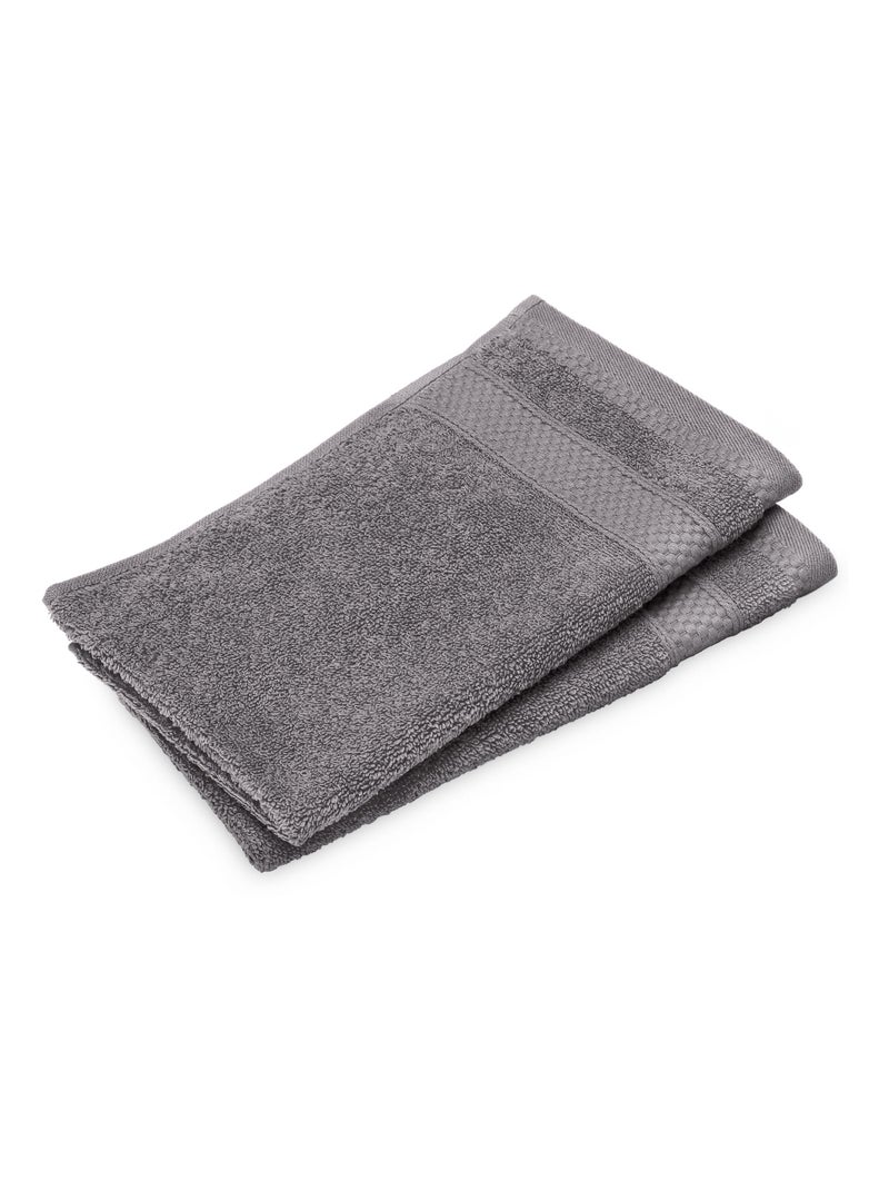 Lot de 2 serviettes invités NAÏA Gris froid - Kiabi