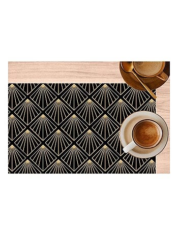 Lot de 2 sets de table avec encre métallique ELIOR - 30 x 45 cm - Or et noir