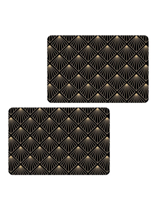 Lot de 2 sets de table avec encre métallique ELIOR - 30 x 45 cm - Or et noir - Kiabi