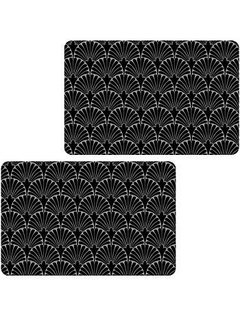 Lot de 2 sets de table avec encre métallique ROYA - 30 x 45 cm - Argent et noir