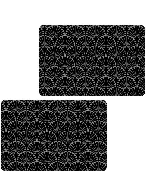 Lot de 2 sets de table avec encre métallique ROYA - 30 x 45 cm - Argent et noir - Kiabi