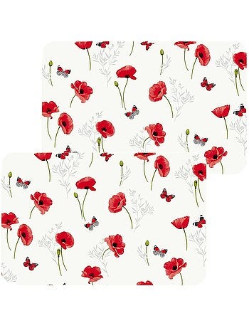 Lot de 2 sets de table COQUELICOTS - 44 x 30 cm - Rouge