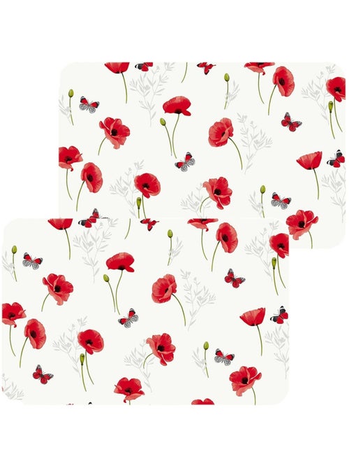 Lot de 2 sets de table COQUELICOTS - 44 x 30 cm - Rouge - Kiabi Lot de 2 sets de table COQUELICOTS - 44 x 30 cm - Rouge - Kiabi