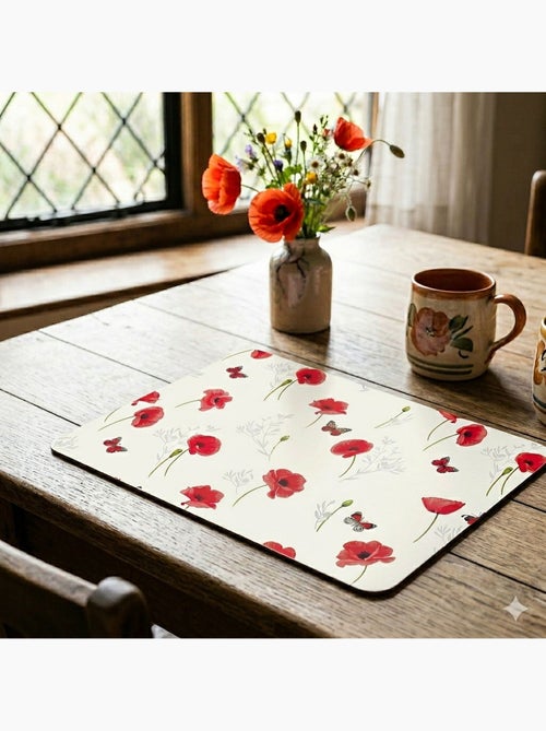 Lot de 2 sets de table COQUELICOTS - 44 x 30 cm - Rouge - Kiabi Lot de 2 sets de table COQUELICOTS - 44 x 30 cm - Rouge - Kiabi