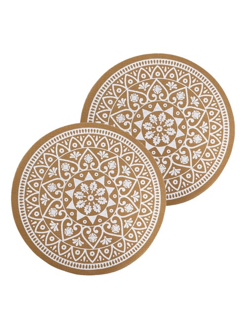 Lot de 2 sets de table effet jute lessivables - Blanc et marron - Kiabi