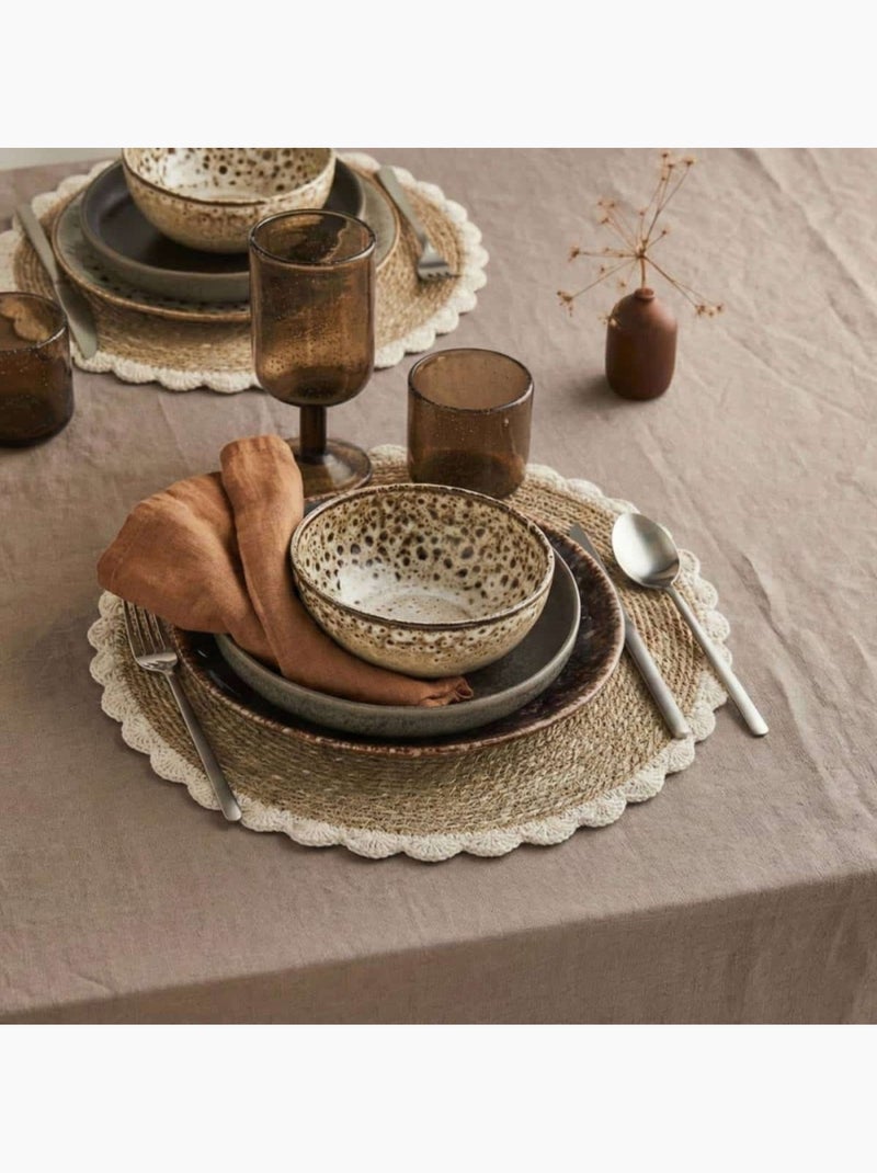 Lot de 2 sets de table en fibres naturelles 35cm Beige - Kiabi