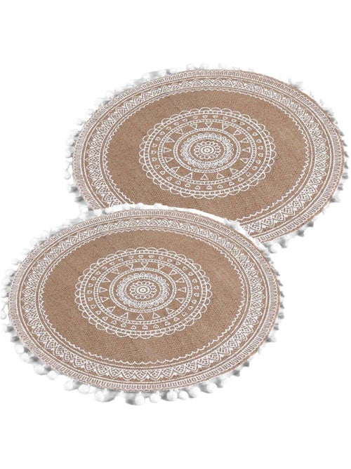 Lot de 2 sets de table en jute avec pompons AZUSA - Kiabi Lot de 2 sets de table en jute avec pompons AZUSA - Kiabi