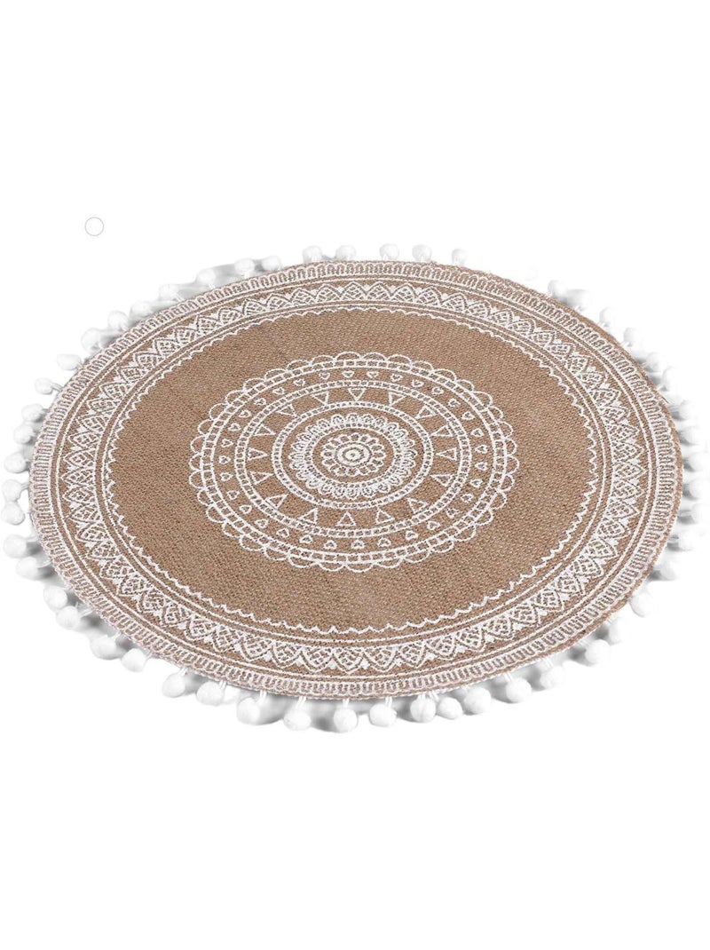 Lot de 2 sets de table en jute avec pompons AZUSA Blanc - Kiabi