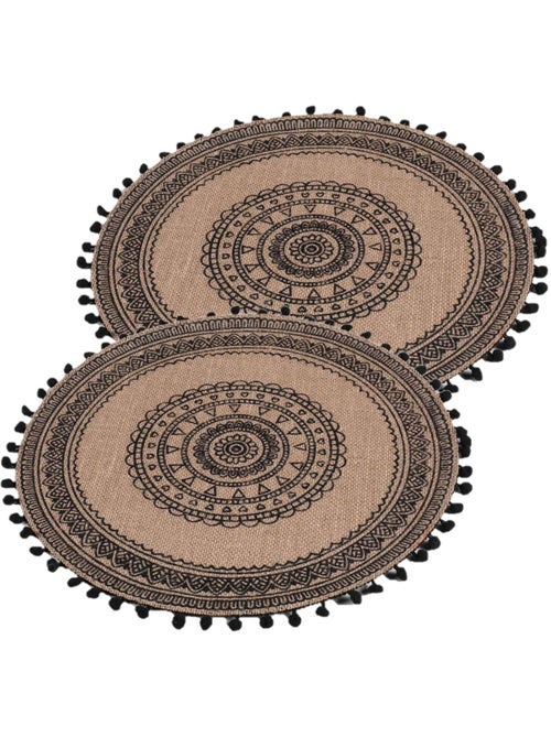 Lot de 2 sets de table en jute avec pompons AZUSA - Kiabi Lot de 2 sets de table en jute avec pompons AZUSA - Kiabi