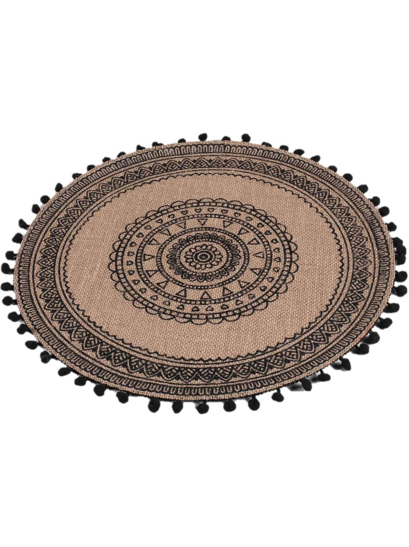 Lot de 2 sets de table en jute avec pompons AZUSA Noir - Kiabi