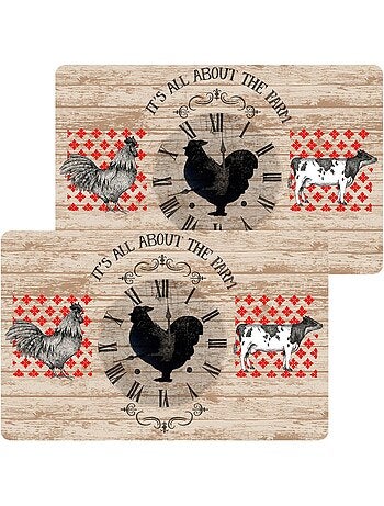 Lot de 2 sets de table FERME - 44 x 28,5 cm -Beige