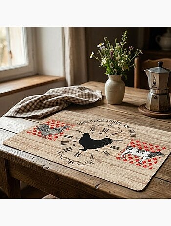 Lot de 2 sets de table FERME - 44 x 28,5 cm -Beige