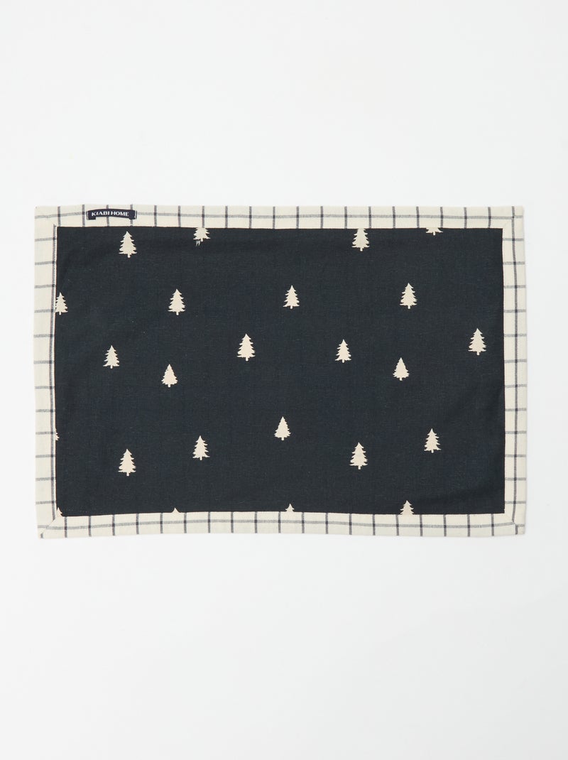 Lot de 2 sets de table imprimé Noël en coton 45x30 cm Noir - Kiabi