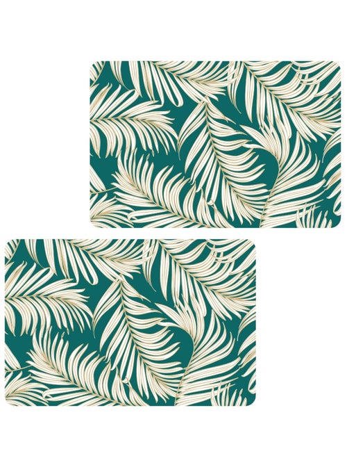Lot de 2 sets de table motif feuillage avec encre métallique ARLO - 30 x 45 cm - Or et vert - Kiabi Lot de 2 sets de table motif feuillage avec encre métallique ARLO - 30 x 45 cm - Or et vert - Kiabi