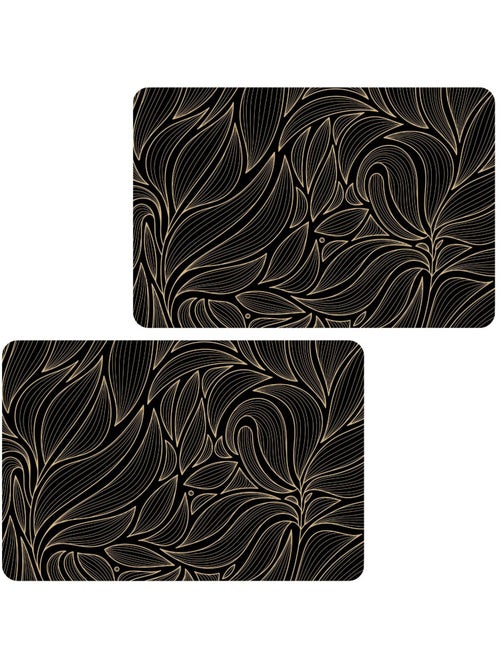 Lot de 2 sets de table motif feuillage avec encre métallique COSMO - 30 x 45 cm - Or et noir - Kiabi Lot de 2 sets de table motif feuillage avec encre métallique COSMO - 30 x 45 cm - Or et noir - Kiabi